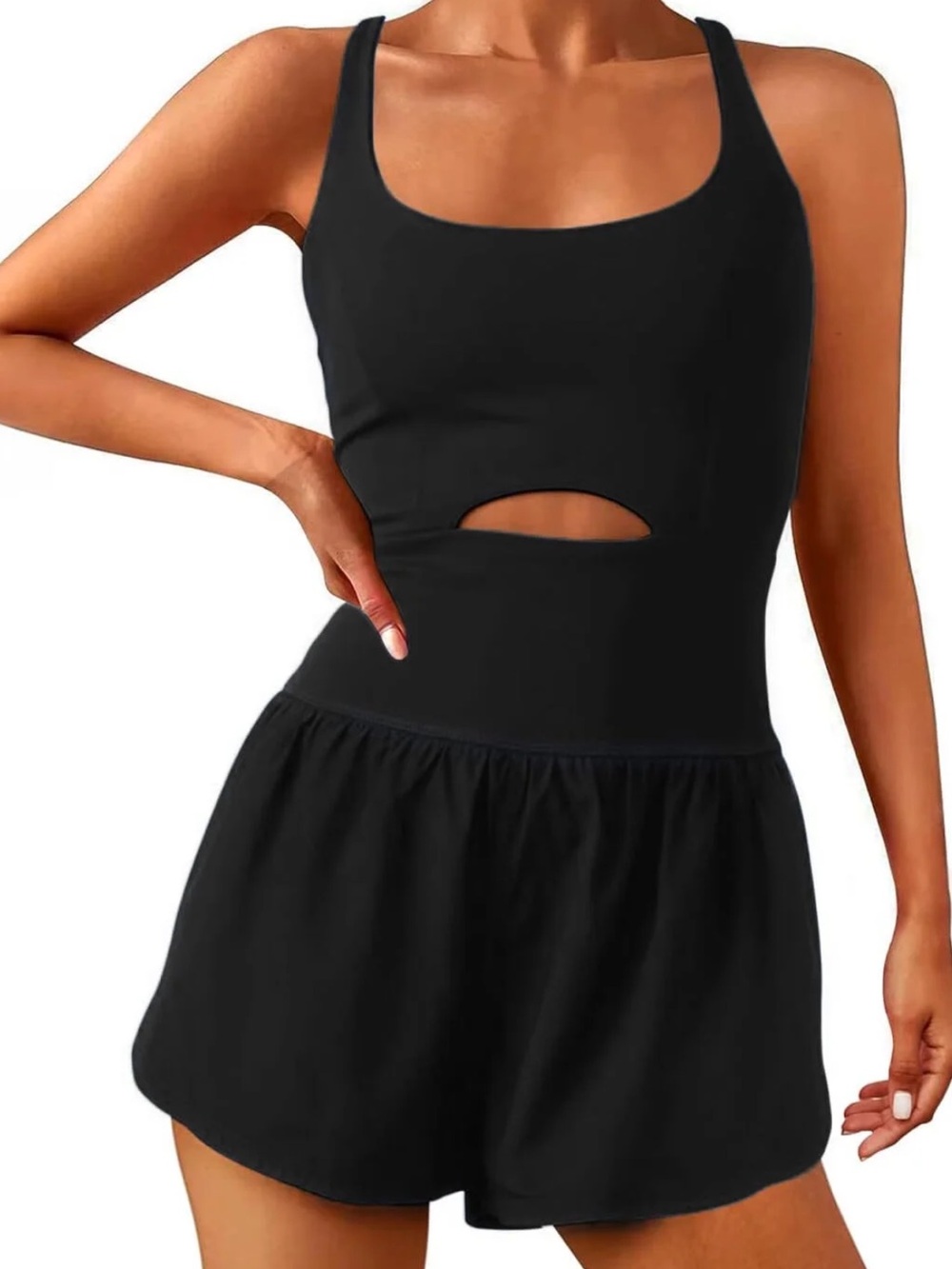 Free People Black Athletic Romper